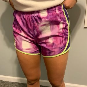 Purple/white/ green nike running shorts!